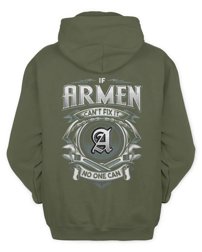 ARMEN AP81-K4-626 - Personalized Ahmed Quote Apparel “If Ahmed Can't Fix It, No One Can” - Unisex Hoodie - Military Green