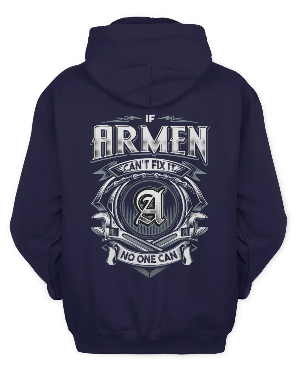ARMEN AP81-K4-626 - Personalized Ahmed Quote Apparel “If Ahmed Can't Fix It, No One Can” - Unisex Hoodie - Navy