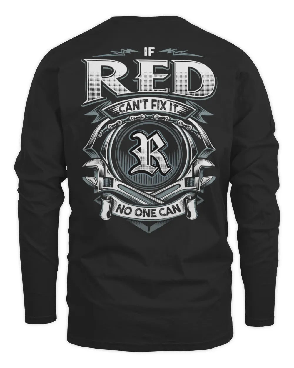 RED AP81-K4-626 - Personalized Ahmed Quote Apparel “If Ahmed Can't Fix It, No One Can” - Men's Long Sleeved T-Shirt - Black