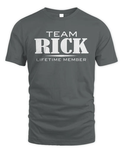 RICK BL62-K4-128 - Personalized “Team NAME Lifetime Member” - Unisex Standard T-Shirt - Charcoal