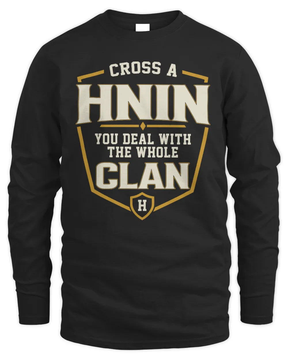 HNIN NT1-K008 Cross A/An NAME, You Deal With the Whole Clan | Personalized Vintage T-Shirt - Men's Long Sleeved T-Shirt - Black