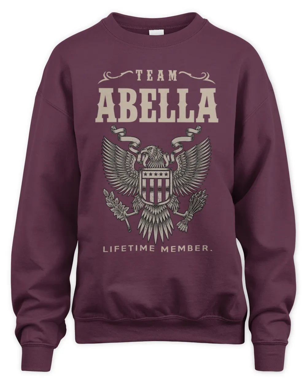 ABELLA TP06-K82 – Personalized Classic Style Apparel “Team NAME Lifetime Member” - Unisex Sweatshirt - Maroon