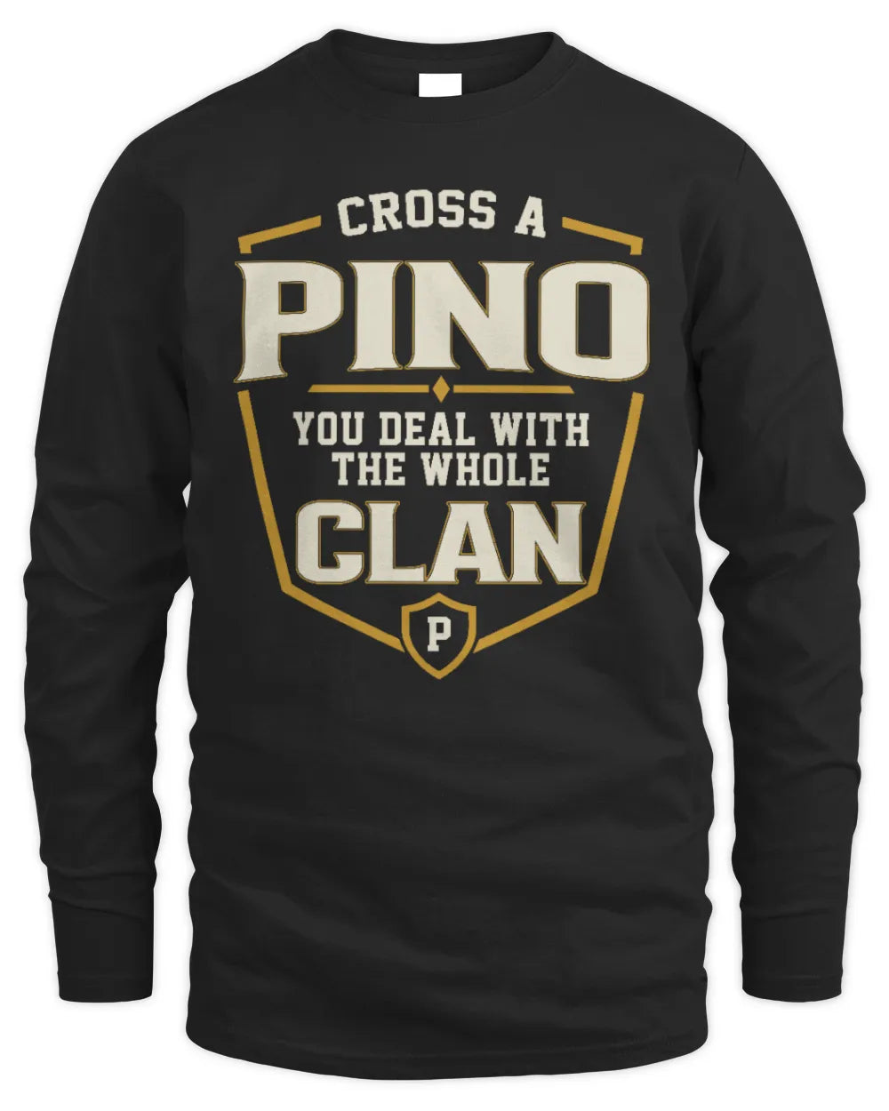 PINO NT1-K008 Cross A/An NAME, You Deal With the Whole Clan | Personalized Vintage T-Shirt - Men's Long Sleeved T-Shirt - Black
