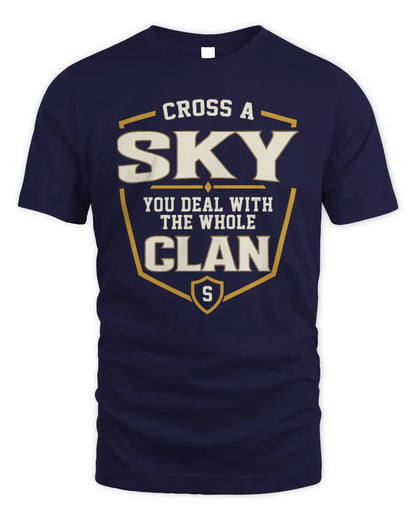 SKY NT1-K008 Cross A/An NAME, You Deal With the Whole Clan | Personalized Vintage T-Shirt - Unisex Standard T-Shirt - Navy