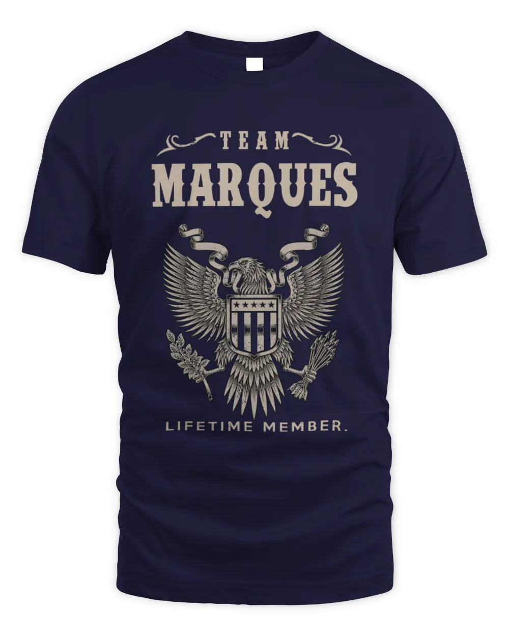 MARQUES TP06-K82 – Personalized Classic Style Apparel “Team NAME Lifetime Member” - Unisex Standard T-Shirt - Navy