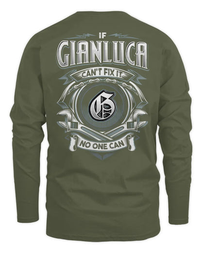 GIANLUCA AP81-K4-626 - Personalized Ahmed Quote Apparel “If Ahmed Can't Fix It, No One Can” - Men's Long Sleeved T-Shirt - Military Green