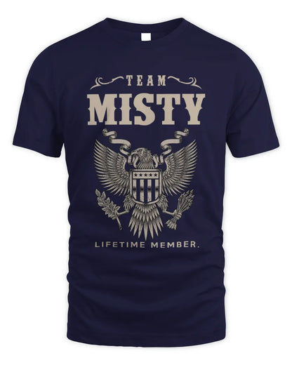 MISTY TP06-K82 – Personalized Classic Style Apparel “Team NAME Lifetime Member” - Unisex Standard T-Shirt - Navy
