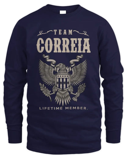 CORREIA TP06-K82 – Personalized Classic Style Apparel “Team NAME Lifetime Member” - Men's Long Sleeved T-Shirt - Navy
