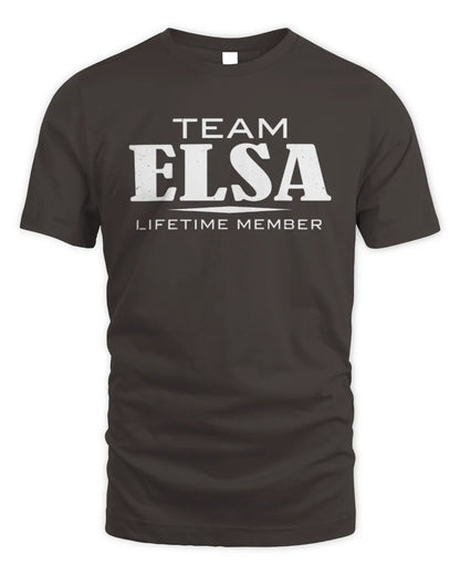 ELSA BL62-K4-128 - Personalized “Team NAME Lifetime Member” - Unisex Standard T-Shirt - Dark Chocolate