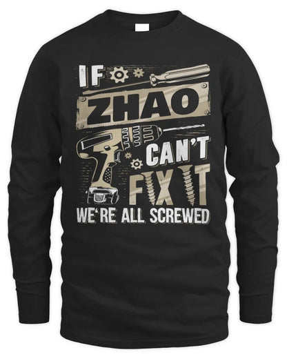 ZHAO TX03 P02 - Personalized Handyman Mechanic Shirt “If NAME Can’t Fix It, We’re All Screwed” - Men's Long Sleeved T-Shirt - Black