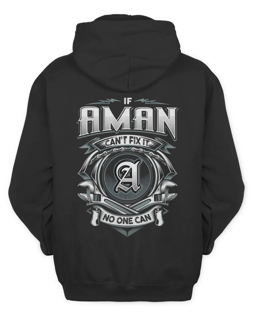 AMAN AP81-K4-626 - Personalized Ahmed Quote Apparel “If Ahmed Can't Fix It, No One Can” - Unisex Hoodie - Black