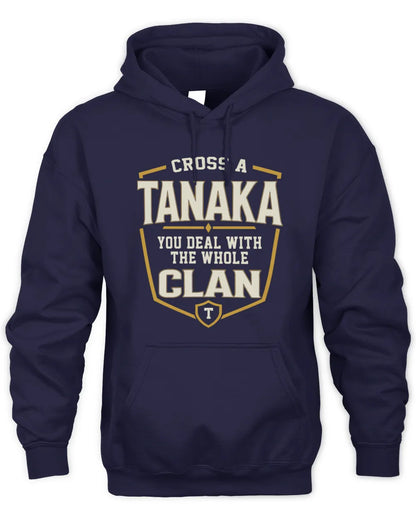 TANAKA NT1-K008 Cross A/An NAME, You Deal With the Whole Clan | Personalized Vintage T-Shirt - Unisex Hoodie - Navy
