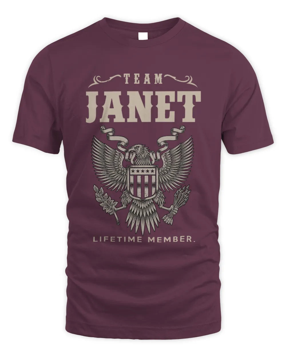 JANET TP06-K82 – Personalized Classic Style Apparel “Team NAME Lifetime Member” - Unisex Standard T-Shirt - Maroon