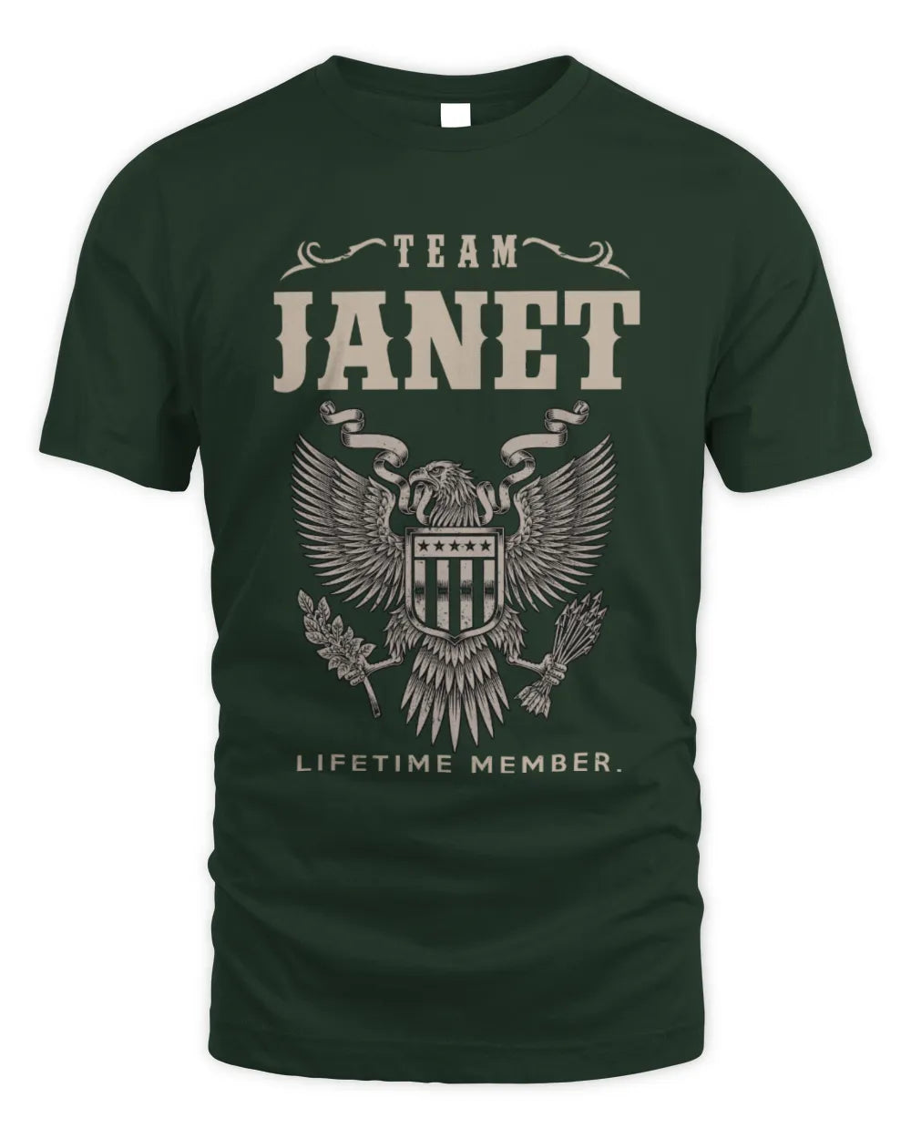 JANET TP06-K82 – Personalized Classic Style Apparel “Team NAME Lifetime Member” - Unisex Standard T-Shirt - Forest Green