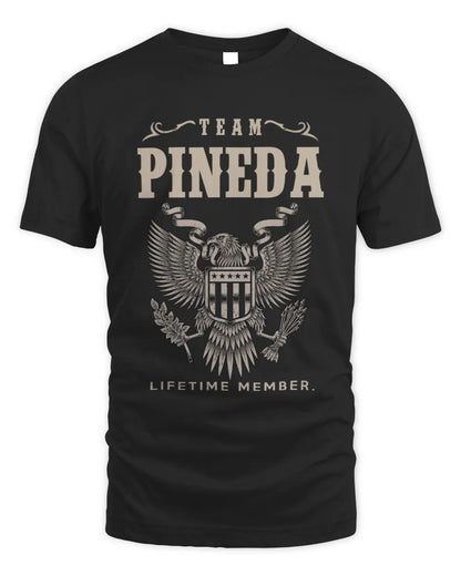 PINEDA TP06-K82 – Personalized Classic Style Apparel “Team NAME Lifetime Member” - Unisex Standard T-Shirt - Black