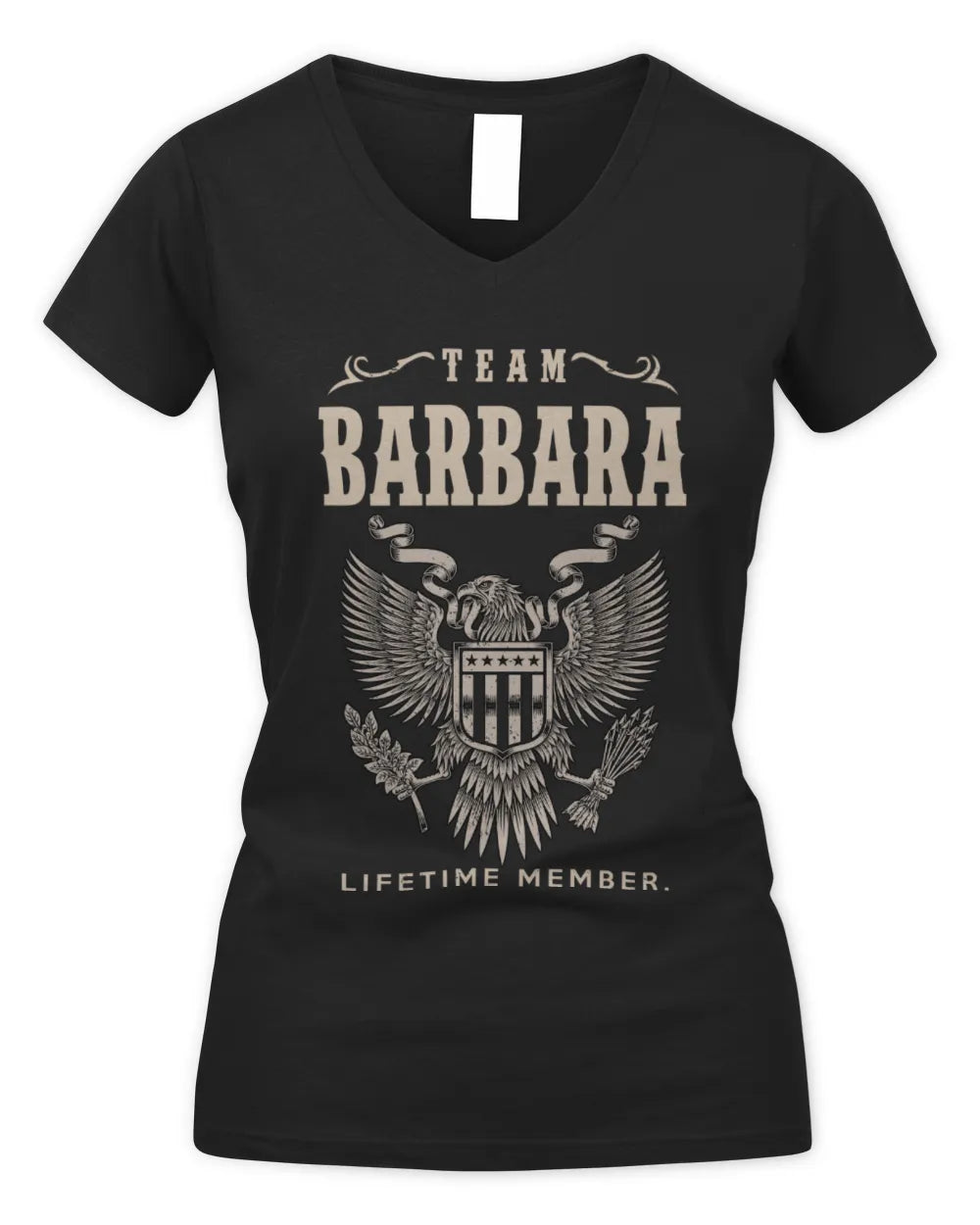 BARBARA TP06-K82 – Personalized Classic Style Apparel “Team NAME Lifetime Member” - Women's V-Neck T-Shirt - Black