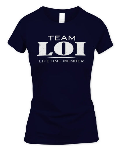 LOI BL62-K4-128 - Personalized “Team NAME Lifetime Member” - Women's Standard T-Shirt - Navy