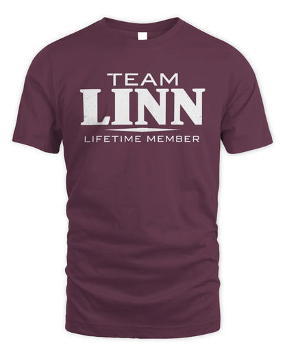 LINN BL62-K4-128 - Personalized “Team NAME Lifetime Member” - Unisex Standard T-Shirt - Maroon