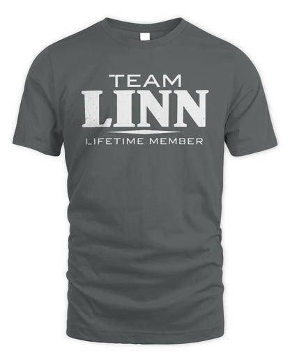 LINN BL62-K4-128 - Personalized “Team NAME Lifetime Member” - Unisex Standard T-Shirt - Charcoal