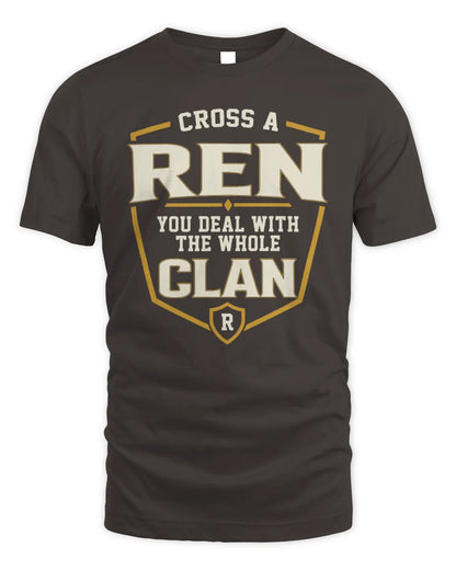 REN NT1-K008 Cross A/An NAME, You Deal With the Whole Clan | Personalized Vintage T-Shirt - Unisex Standard T-Shirt - Dark Chocolate