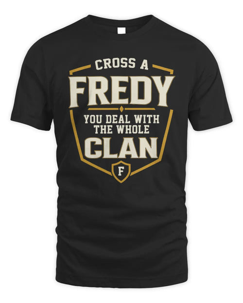 FREDY NT1-K008 Cross A/An NAME, You Deal With the Whole Clan | Personalized Vintage T-Shirt - Unisex Standard T-Shirt - Black