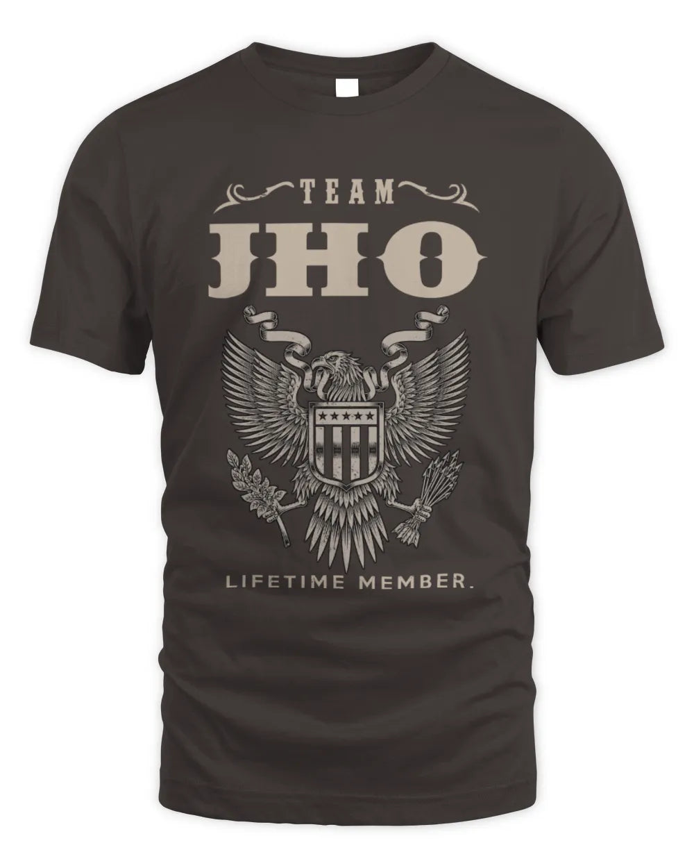 JHO TP06-K82 – Personalized Classic Style Apparel “Team NAME Lifetime Member” - Unisex Standard T-Shirt - Dark Chocolate