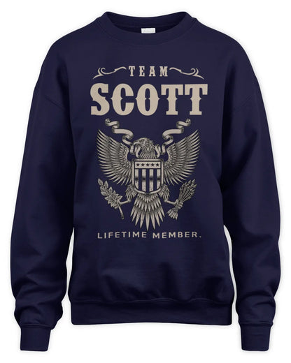 SCOTT TP06-K82 – Personalized Classic Style Apparel “Team NAME Lifetime Member” - Unisex Sweatshirt - Navy