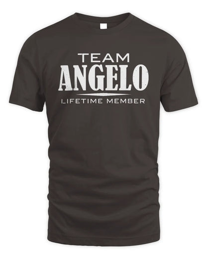 ANGELO BL62-K4-128 - Personalized “Team NAME Lifetime Member” - Unisex Standard T-Shirt - Dark Chocolate