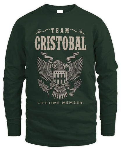 CRISTOBAL TP06-K82 – Personalized Classic Style Apparel “Team NAME Lifetime Member” - Men's Long Sleeved T-Shirt - Forest Green