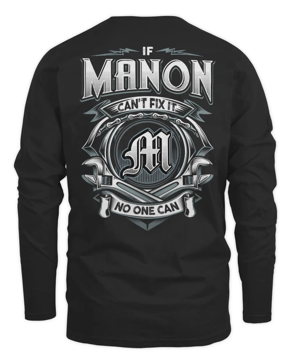 MANON AP81-K4-626 - Personalized Ahmed Quote Apparel “If Ahmed Can't Fix It, No One Can” - Men's Long Sleeved T-Shirt - Black