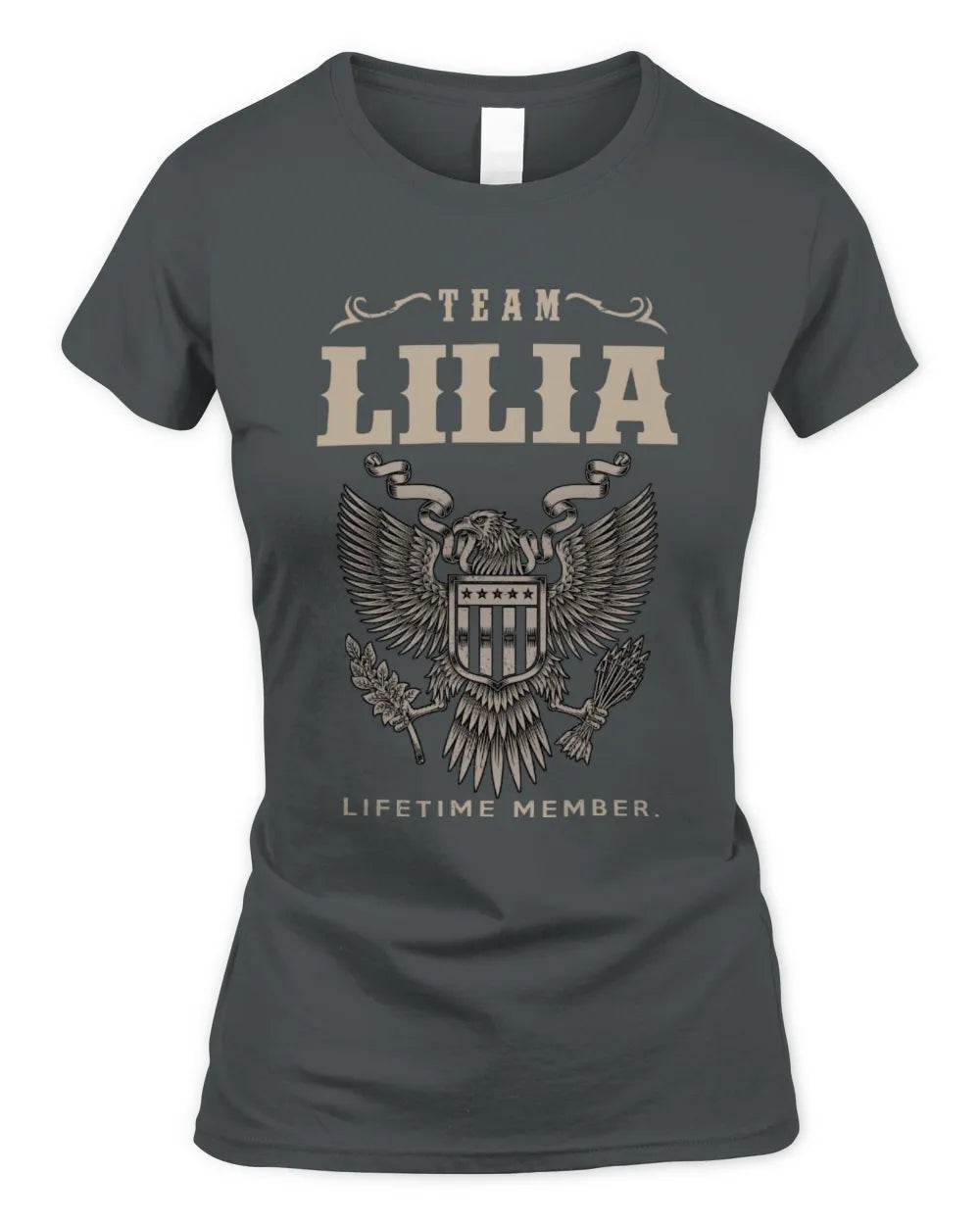 LILIA TP06-K82 – Personalized Classic Style Apparel “Team NAME Lifetime Member” - Women's Standard T-Shirt - Charcoal