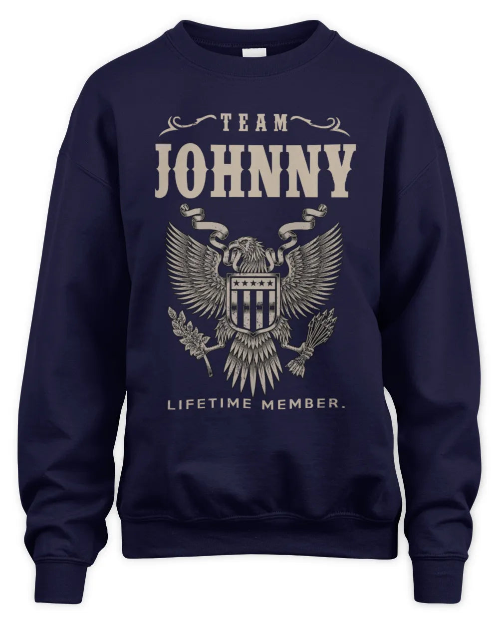 JOHNNY TP06-K82 – Personalized Classic Style Apparel “Team NAME Lifetime Member” - Unisex Sweatshirt - Navy