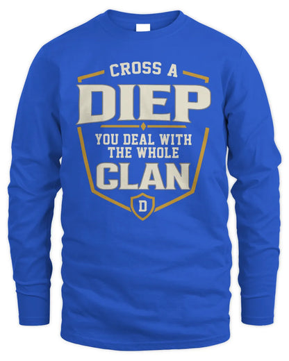 DIEP NT1-K008 Cross A/An NAME, You Deal With the Whole Clan | Personalized Vintage T-Shirt - Men's Long Sleeved T-Shirt - Royal