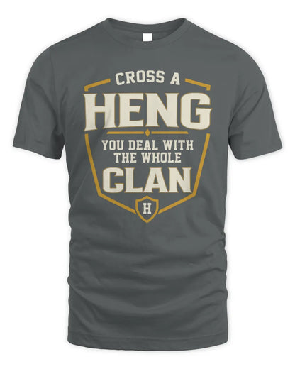 HENG NT1-K008 Cross A/An NAME, You Deal With the Whole Clan | Personalized Vintage T-Shirt - Unisex Standard T-Shirt - Charcoal