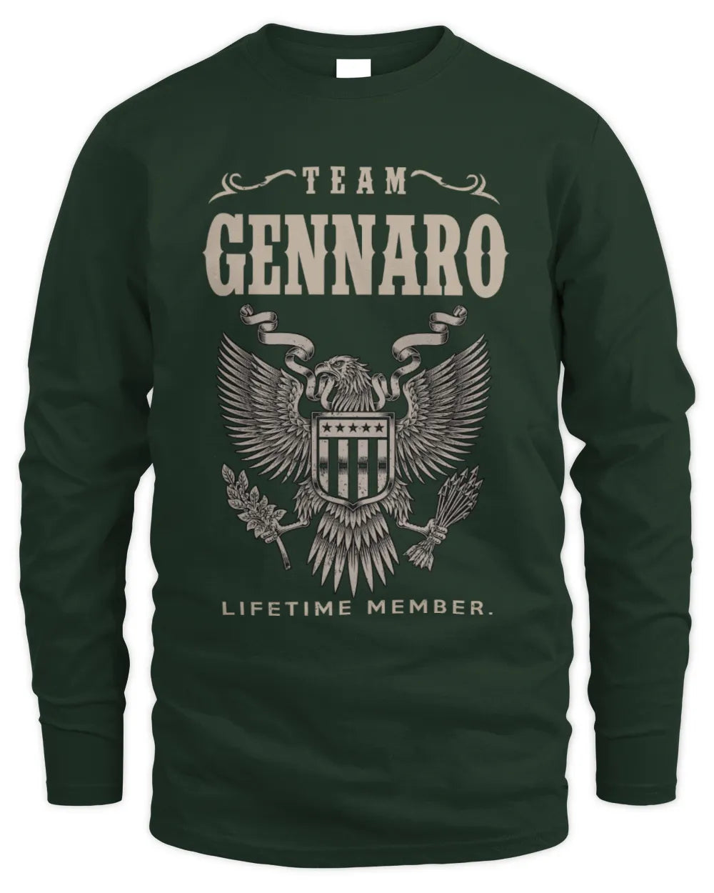 GENNARO TP06-K82 – Personalized Classic Style Apparel “Team NAME Lifetime Member” - Men's Long Sleeved T-Shirt - Forest Green