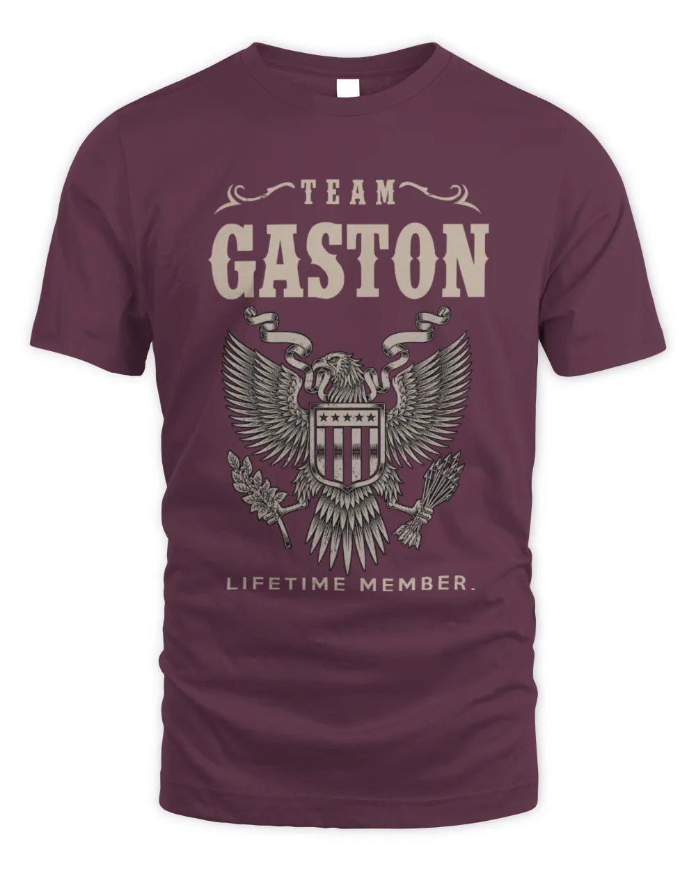 GASTON TP06-K82 – Personalized Classic Style Apparel “Team NAME Lifetime Member” - Unisex Standard T-Shirt - Maroon