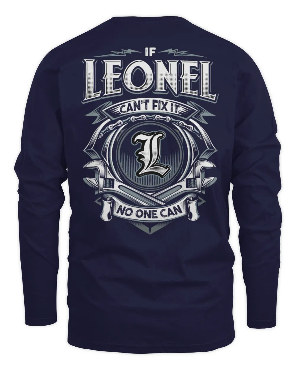 LEONEL AP81-K4-626 - Personalized Ahmed Quote Apparel “If Ahmed Can't Fix It, No One Can” - Men's Long Sleeved T-Shirt - Navy