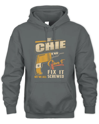 CHIE TP22-K4-228 - Personalized Handyman T-Shirt “If AARON Can’t Fix It, We’re All Screwed” - Unisex Hoodie - Charcoal