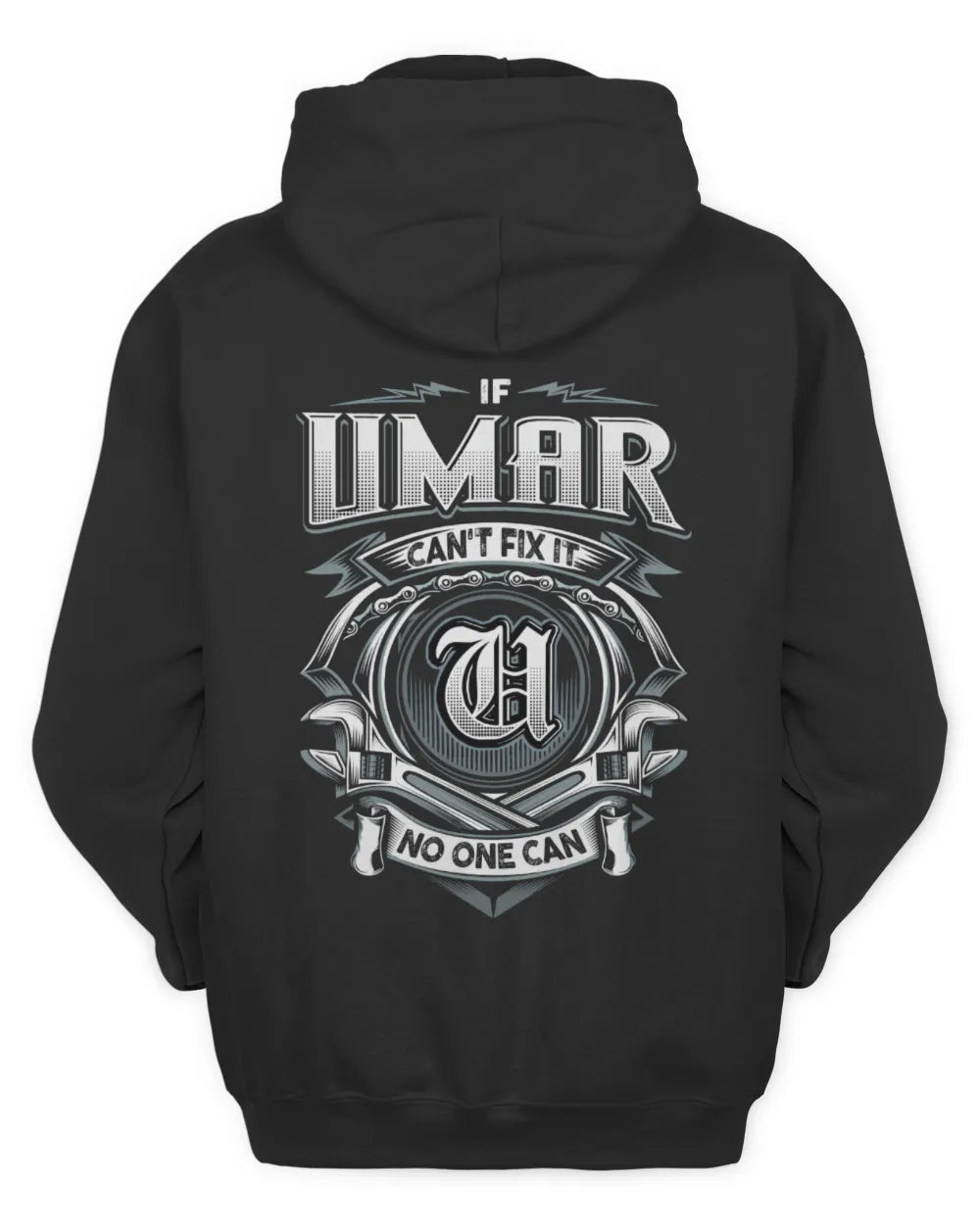 UMAR AP81-K4-626 - Personalized Ahmed Quote Apparel “If Ahmed Can't Fix It, No One Can” - Unisex Hoodie - Black