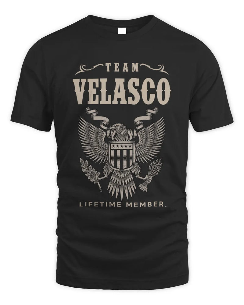 VELASCO TP06-K82 – Personalized Classic Style Apparel “Team NAME Lifetime Member” - Unisex Standard T-Shirt - Black