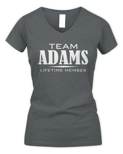 ADAMS BL62-K4-128 - Personalized “Team NAME Lifetime Member” - Women's V-Neck T-Shirt - Charcoal