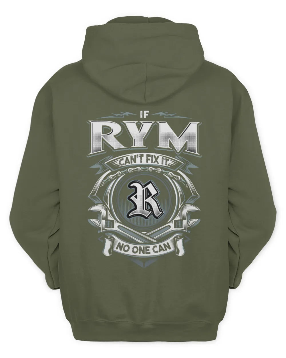 RYM AP81-K4-626 - Personalized Ahmed Quote Apparel “If Ahmed Can't Fix It, No One Can” - Unisex Hoodie - Military Green
