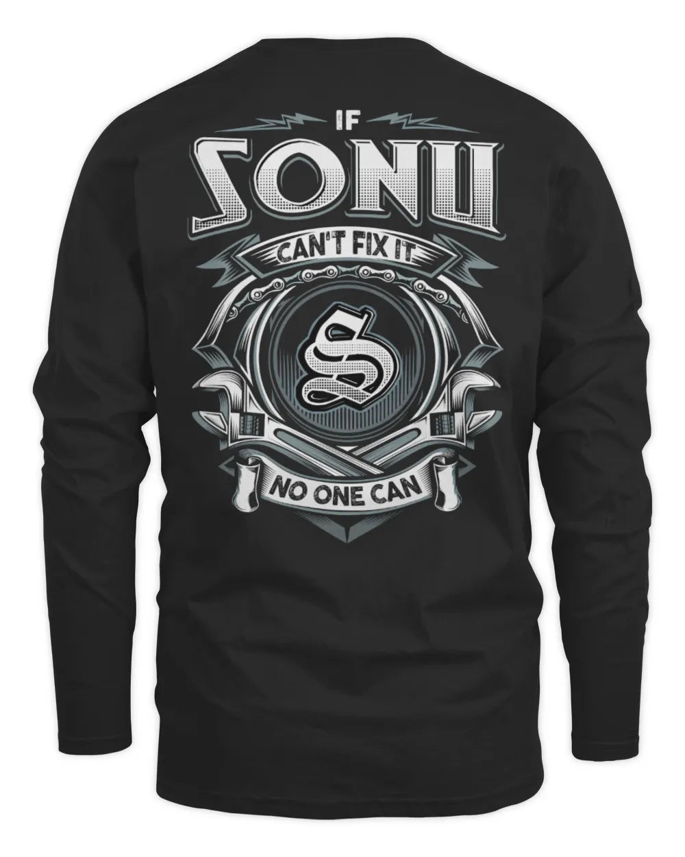 SONU AP81-K4-626 - Personalized Ahmed Quote Apparel “If Ahmed Can't Fix It, No One Can” - Men's Long Sleeved T-Shirt - Black