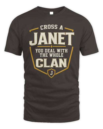 JANET NT1-K008 Cross A/An NAME, You Deal With the Whole Clan | Personalized Vintage T-Shirt - Unisex Standard T-Shirt - Dark Chocolate