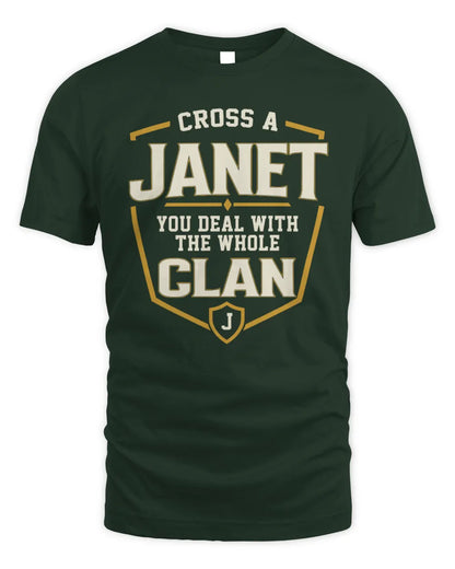 JANET NT1-K008 Cross A/An NAME, You Deal With the Whole Clan | Personalized Vintage T-Shirt - Unisex Standard T-Shirt - Forest Green