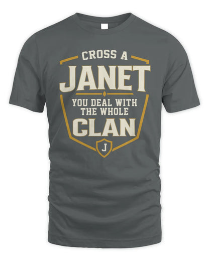 JANET NT1-K008 Cross A/An NAME, You Deal With the Whole Clan | Personalized Vintage T-Shirt - Unisex Standard T-Shirt - Charcoal