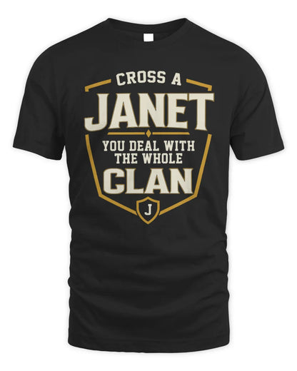 JANET NT1-K008 Cross A/An NAME, You Deal With the Whole Clan | Personalized Vintage T-Shirt - Unisex Standard T-Shirt - Black