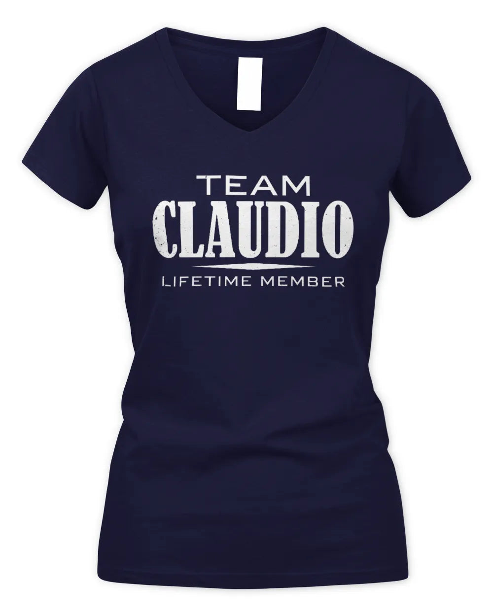 CLAUDIO BL62-K4-128 - Personalized “Team NAME Lifetime Member” - Women's V-Neck T-Shirt - Navy