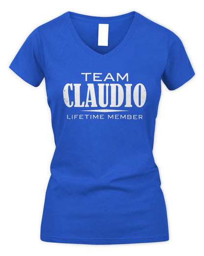 CLAUDIO BL62-K4-128 - Personalized “Team NAME Lifetime Member” - Women's V-Neck T-Shirt - Royal