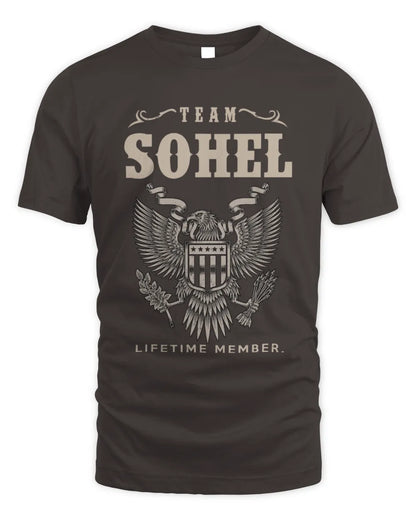 SOHEL TP06-K82 – Personalized Classic Style Apparel “Team NAME Lifetime Member” - Unisex Standard T-Shirt - Dark Chocolate